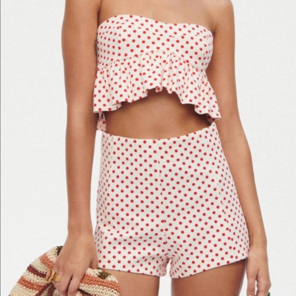 Red and white polka dot Zara set